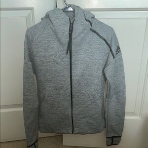 Adidas Gray Performance Jacket with Mock Neck and Full Zipper